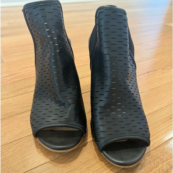 Charlotte Russe Shoes - Charlotte Russe Black Wedge Heel Open Toe Slip On Shoe